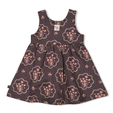 Feetje meisjes Jurk AOP Antraciet - Woodland Bloom