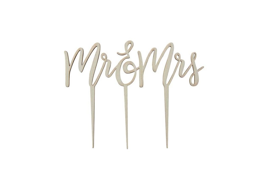 Taarttopper hout Mr & Mrs