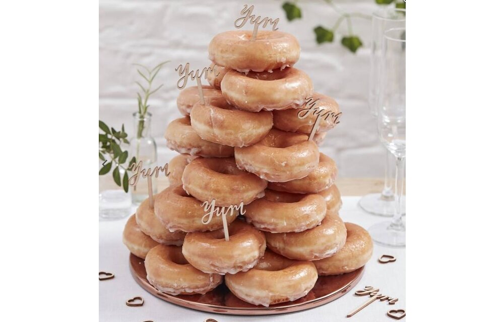 Houten caketoppers Yum 6 stuks