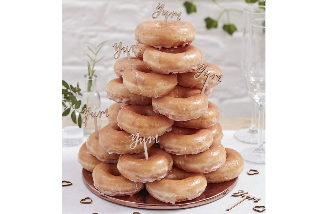Houten caketoppers Yum 6 stuks