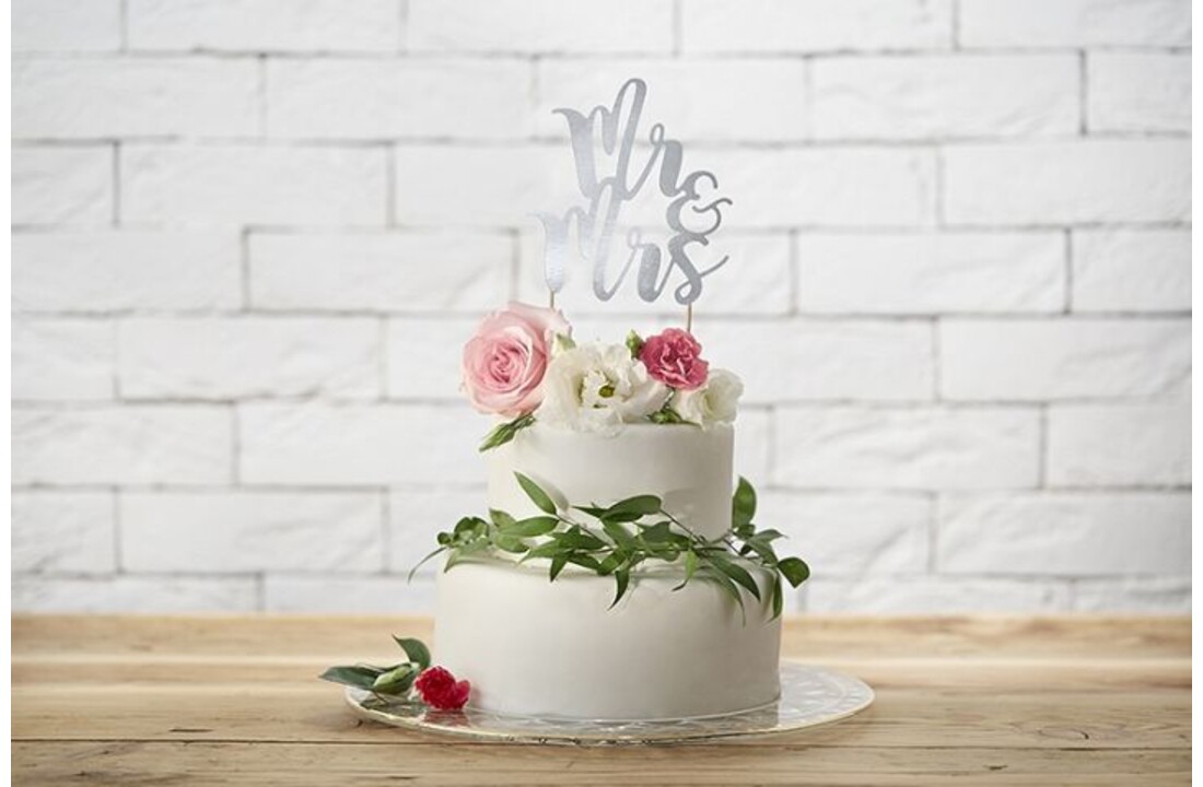 Bruidstaart taarttopper Mr&Mrs | Zilver