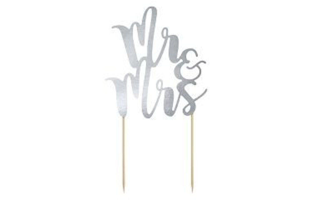 Bruidstaart taarttopper Mr&Mrs | Zilver