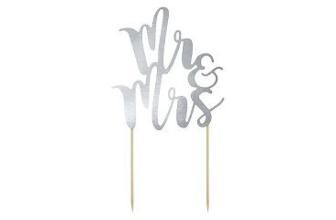 Bruidstaart taarttopper Mr&Mrs | Zilver