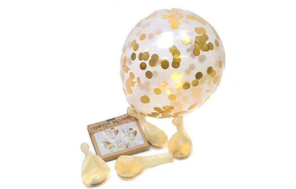 Confettiballonnen goud - 5 stuks