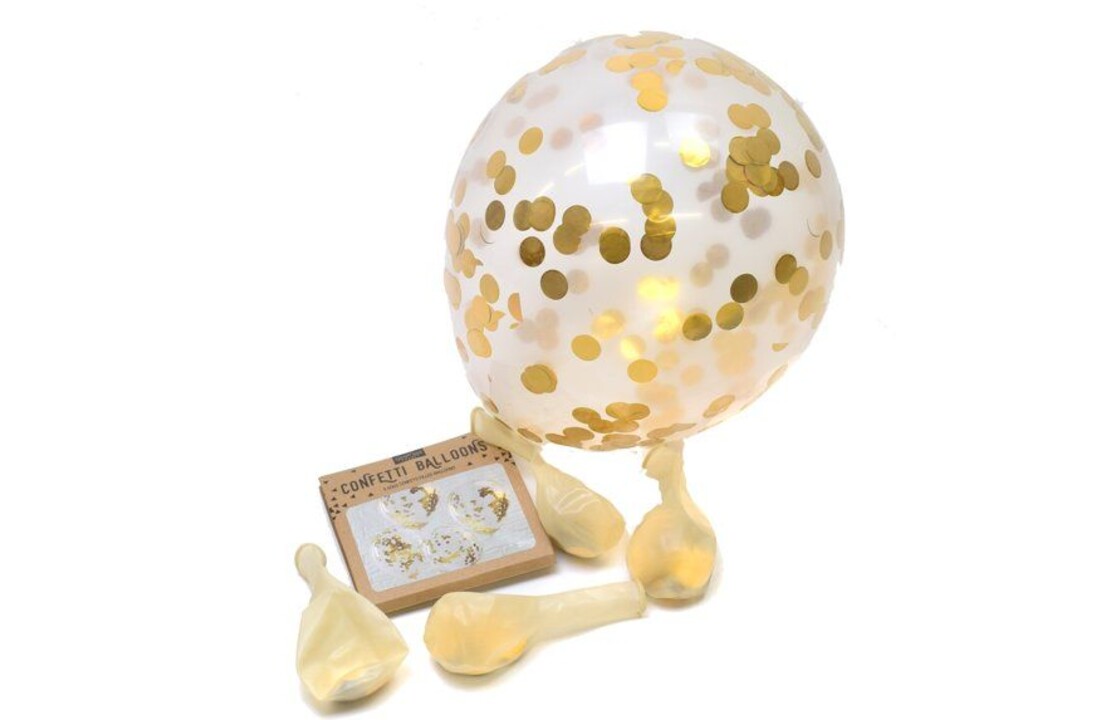 Confettiballonnen goud - 5 stuks