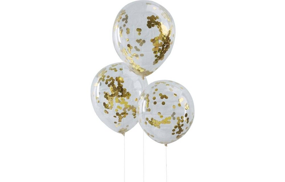 Confettiballonnen goud - 5 stuks