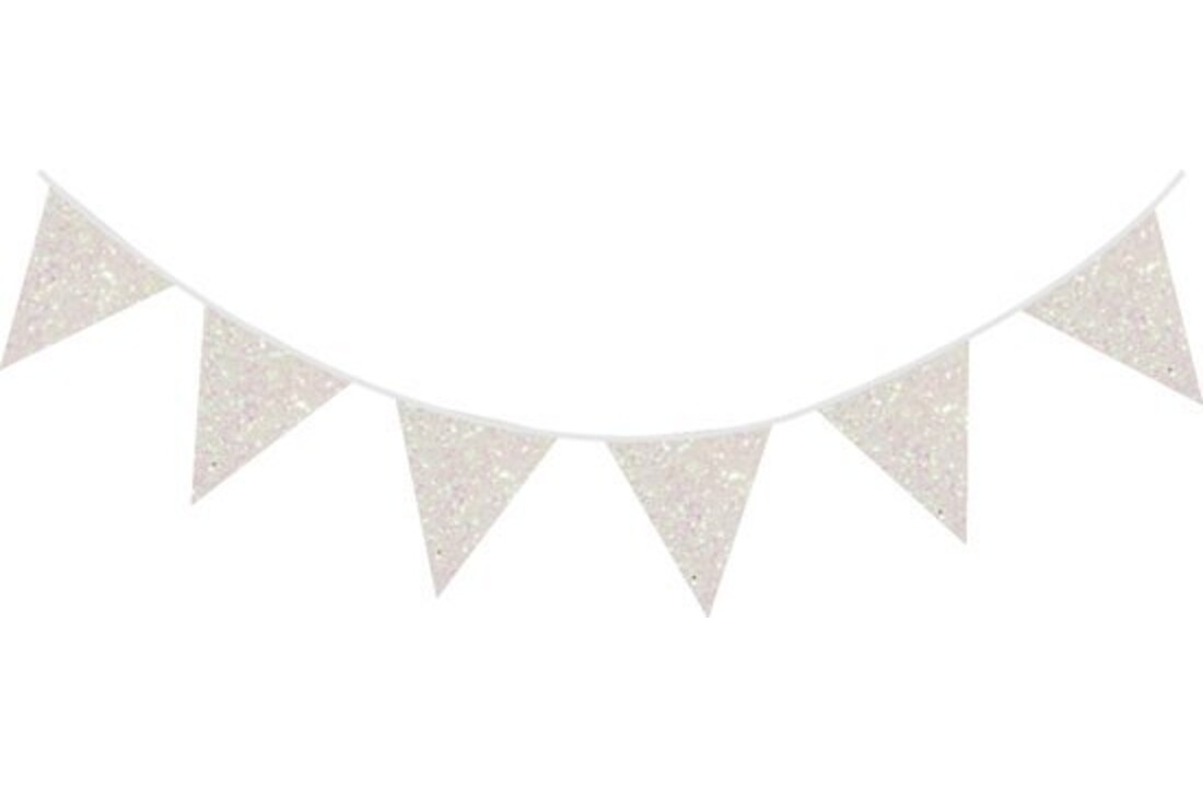 Glitter vlaggenlijn wit - 6 meter