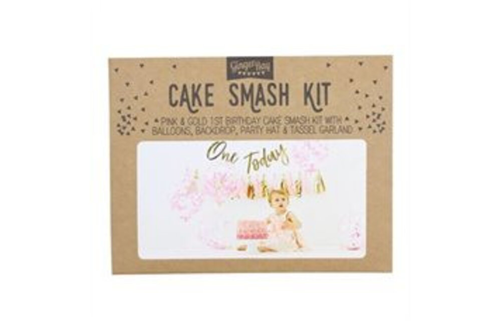 Cakesmashpakket roze - eerste verjaardag