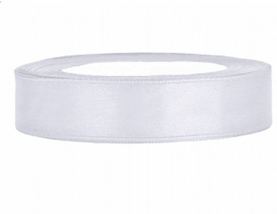 Satijnen lint wit 12mm breed- 25m lang