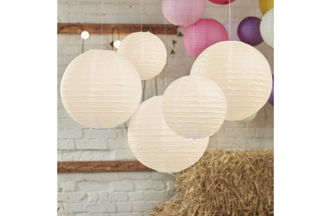 Lampionnenset met5 lampionnen - ivoor