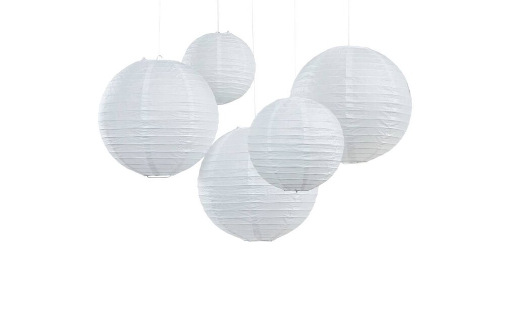 Lampionnenset - 5 witte lampionnen