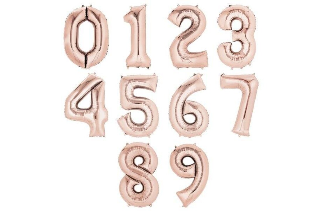 Cijfer folieballon 0 t/m 9 - kies je nummer - rose goud