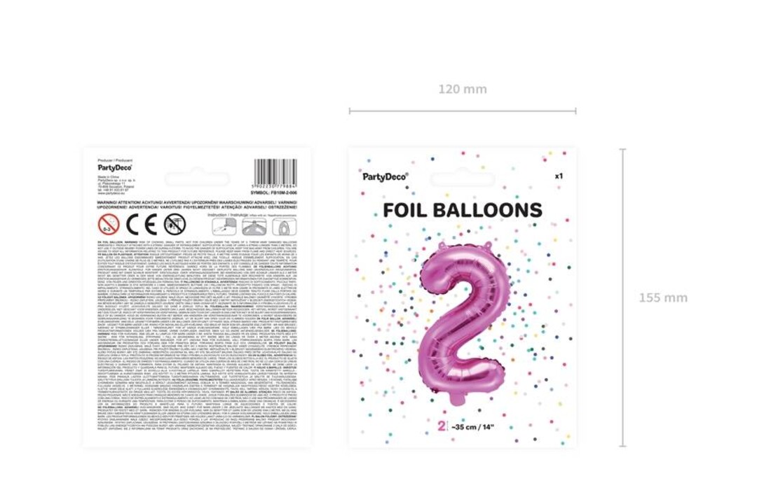 Cijfer folieballon 0 t/m 9 - kies je nummer - roze 35 cm