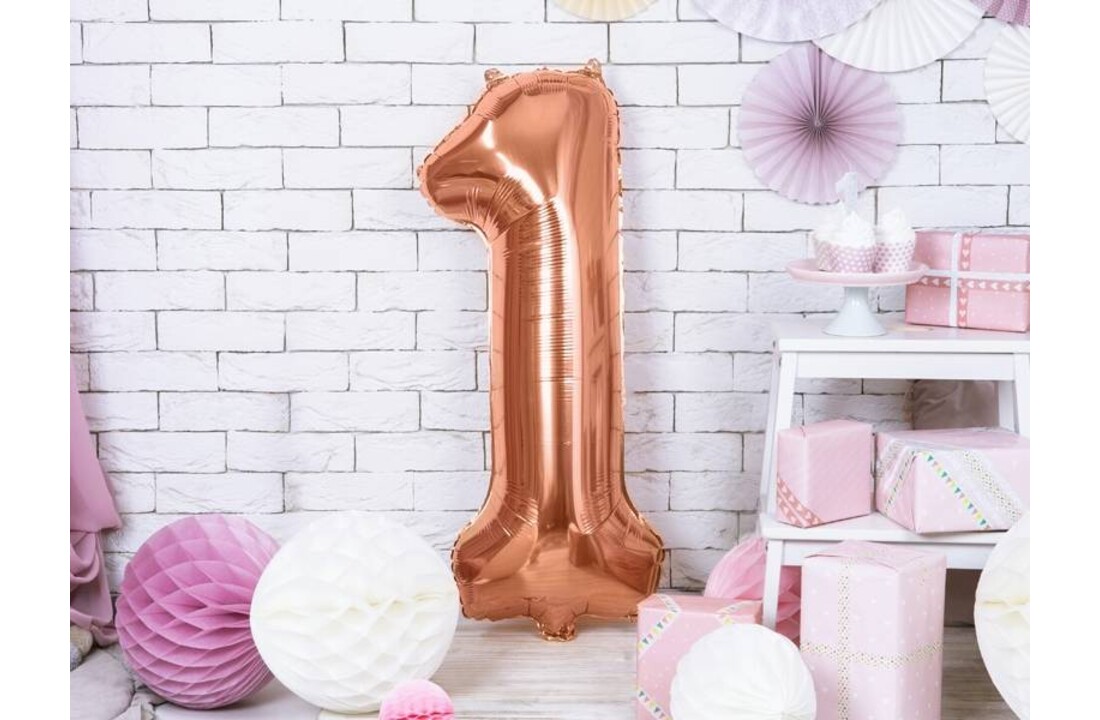 Cijfer folieballon 0 t/m 9 - kies je nummer - rose goud