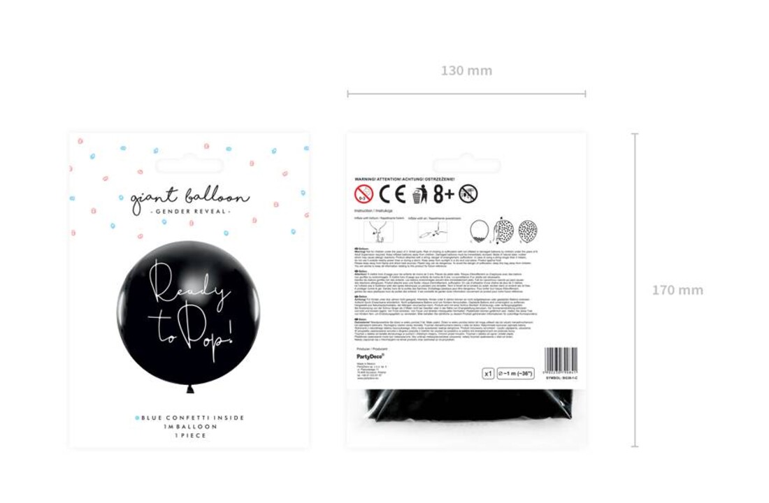 Gender Revel ballon - Ready to pop - jongen - blauw