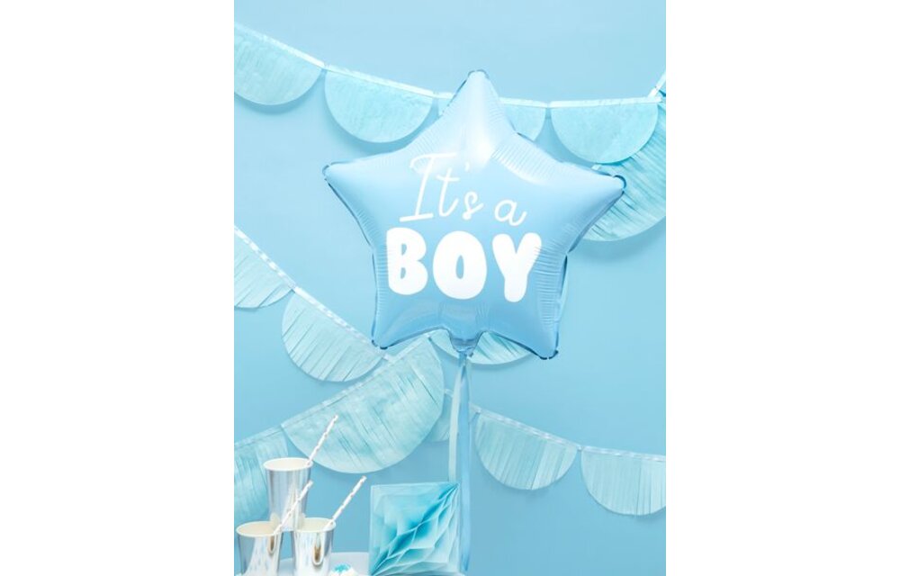 Harten folieballon It's a boy - jongen - blauw