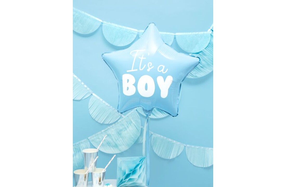 Harten folieballon It's a boy - jongen - blauw