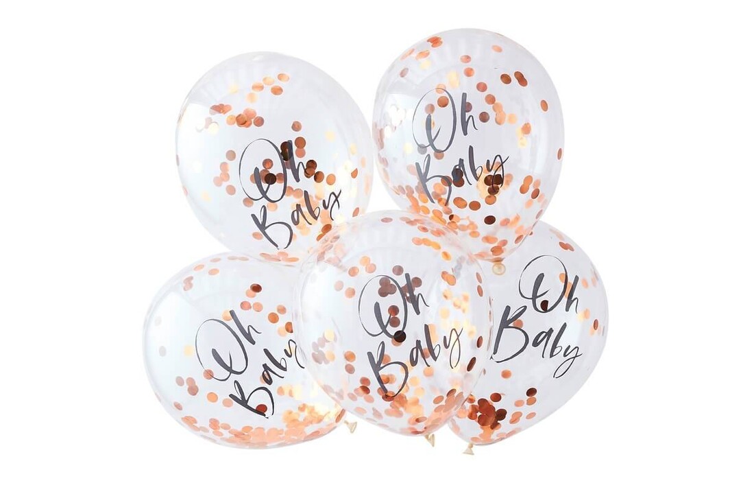 Confettiballonnen Oh Baby - rose goud
