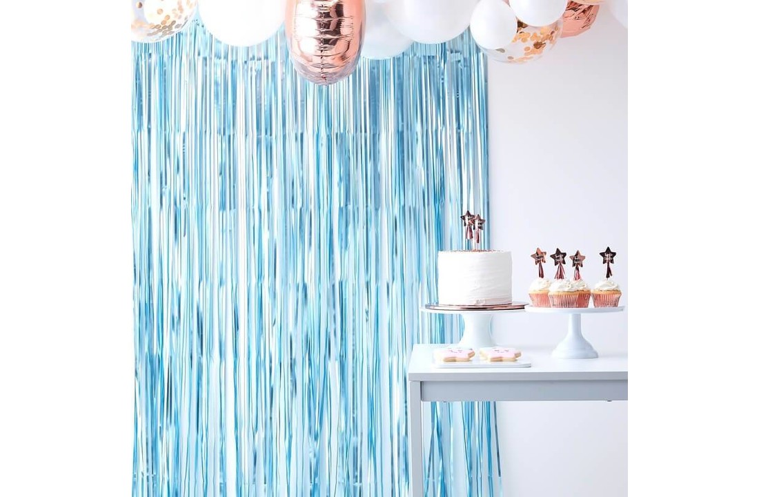 Backdrop gordijn matblauw - Babyshower - Cakesmash - Geboorte