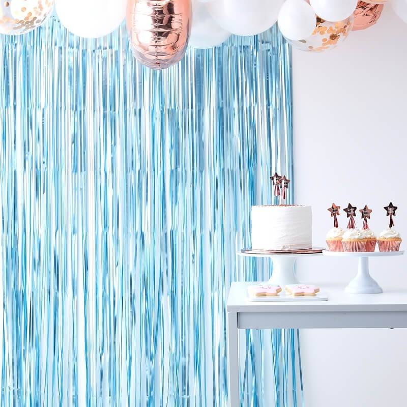 Backdrop gordijn matblauw - Babyshower - Cakesmash - Geboorte
