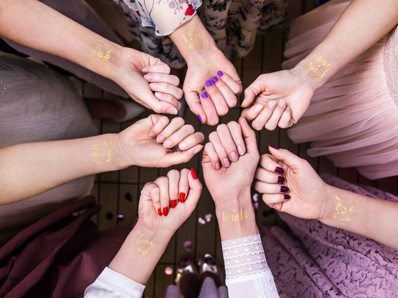 Vrijgezellenfeest tattoos - Team bride - Bride - Maid of honor - goud