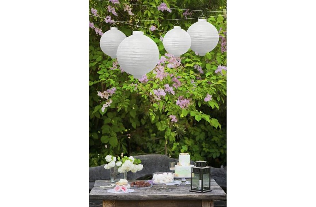 Witte lampion met Led - 20 cm
