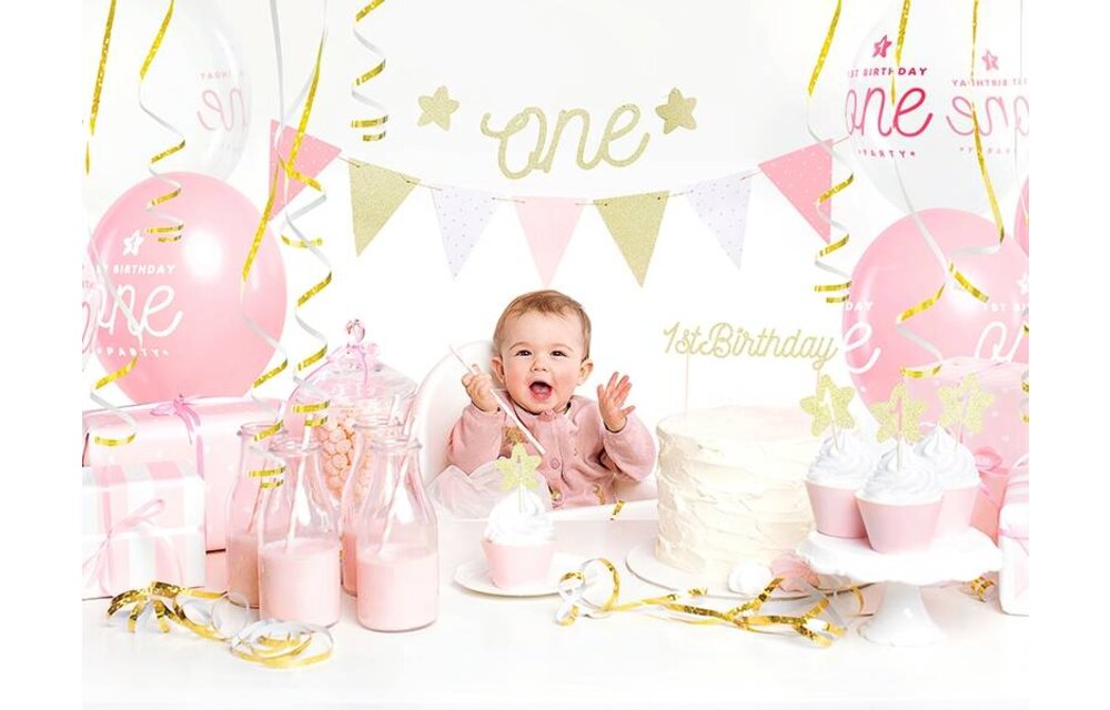 Taarttopper 1st birthday - goud glitter
