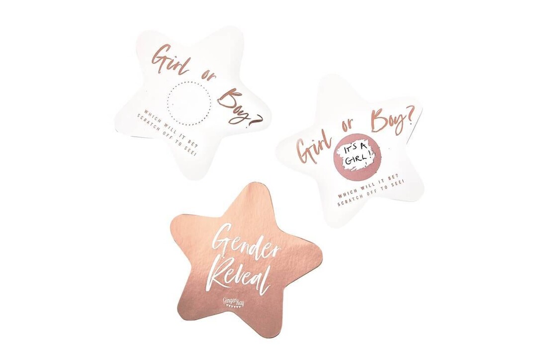 Gender Reveal scratchkaarten .- rose goud