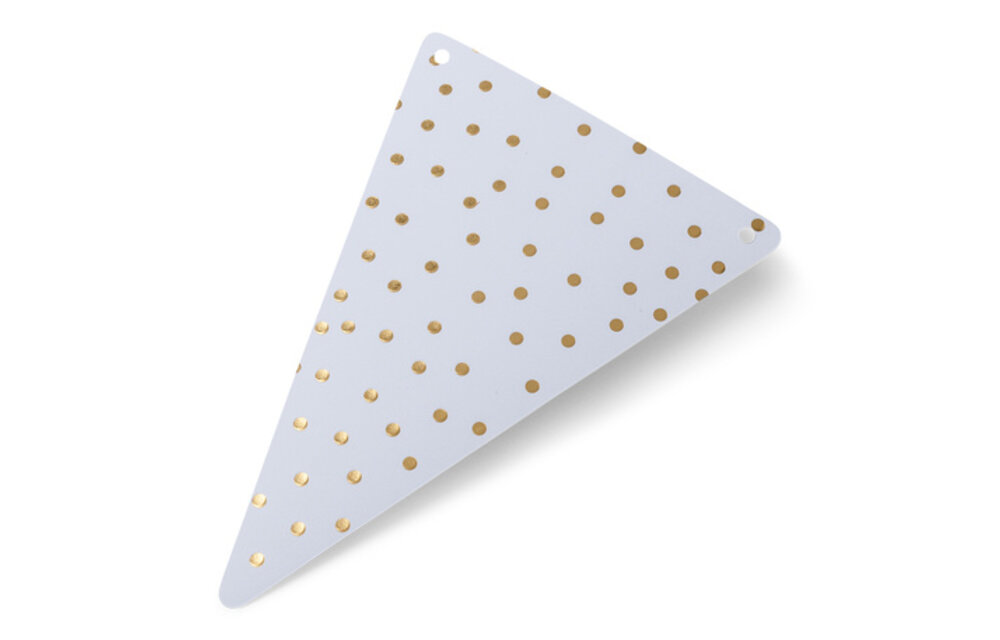 DIY vlaggen wit - gouden cirkels- Maak je eigen vlaggenlijn