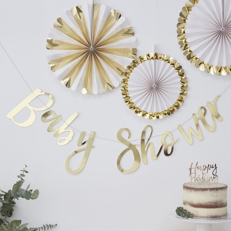 Babyshower slinger goud