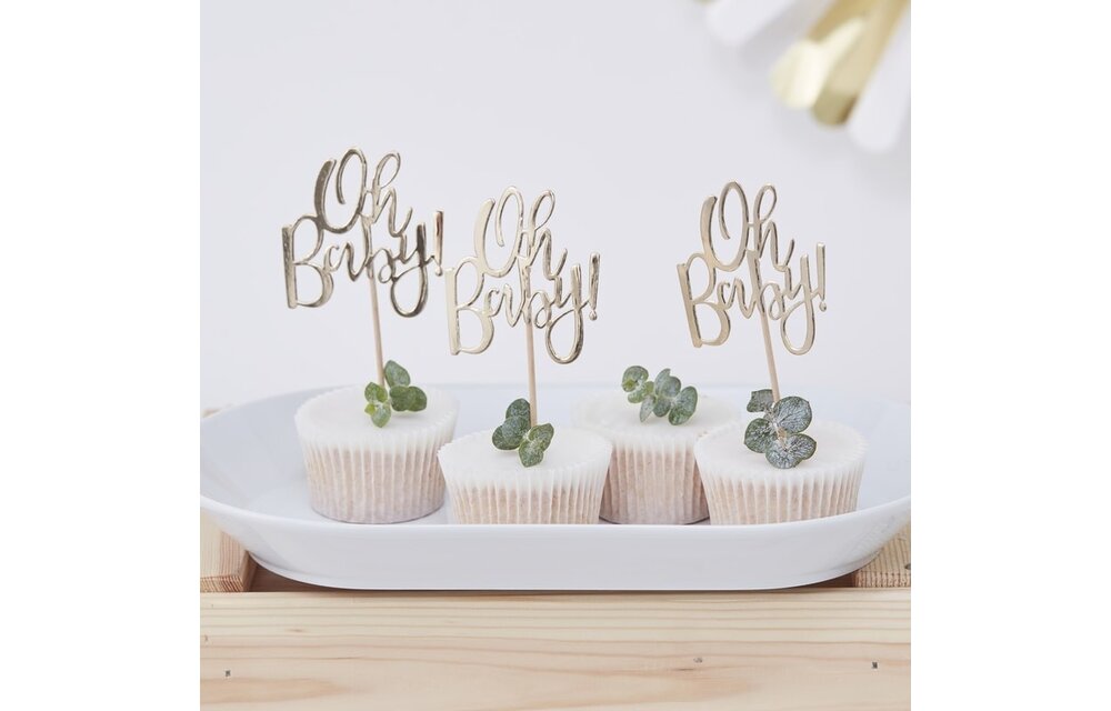 Oh baby Babyshower cupcake toppers - 12 stuks