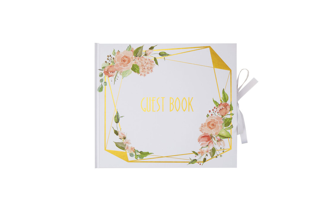 Gastenboek wit met bloemen - Floral - 32 pagina's