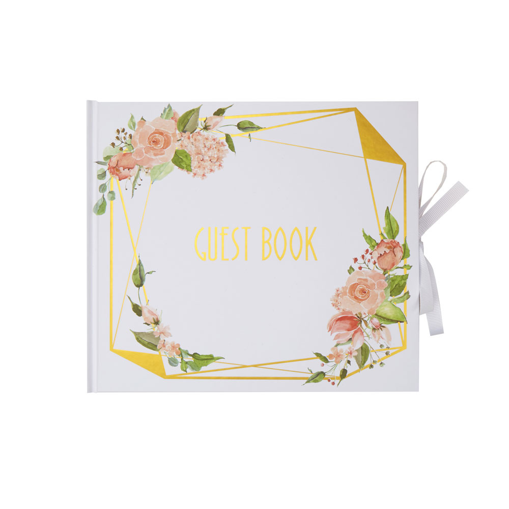 Gastenboek wit met bloemen - Floral - 32 pagina's