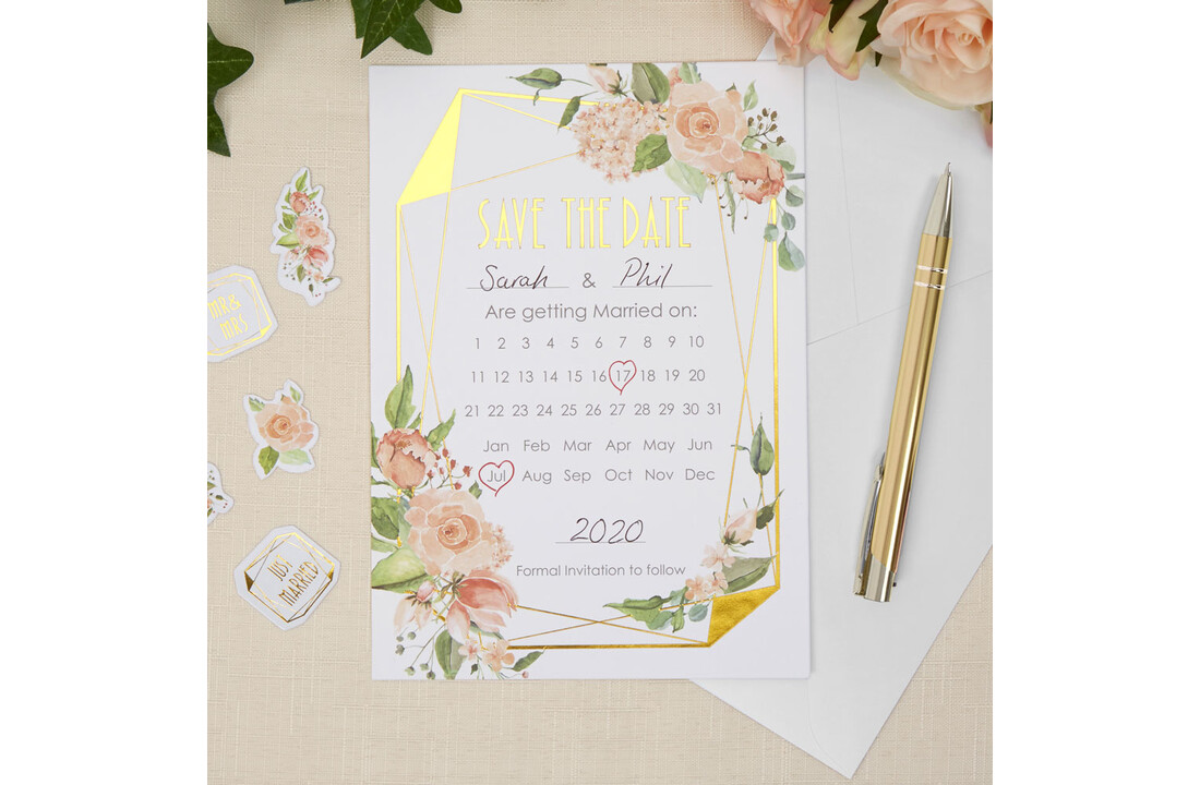 Save the date kaarten - Floral - 10 stuks