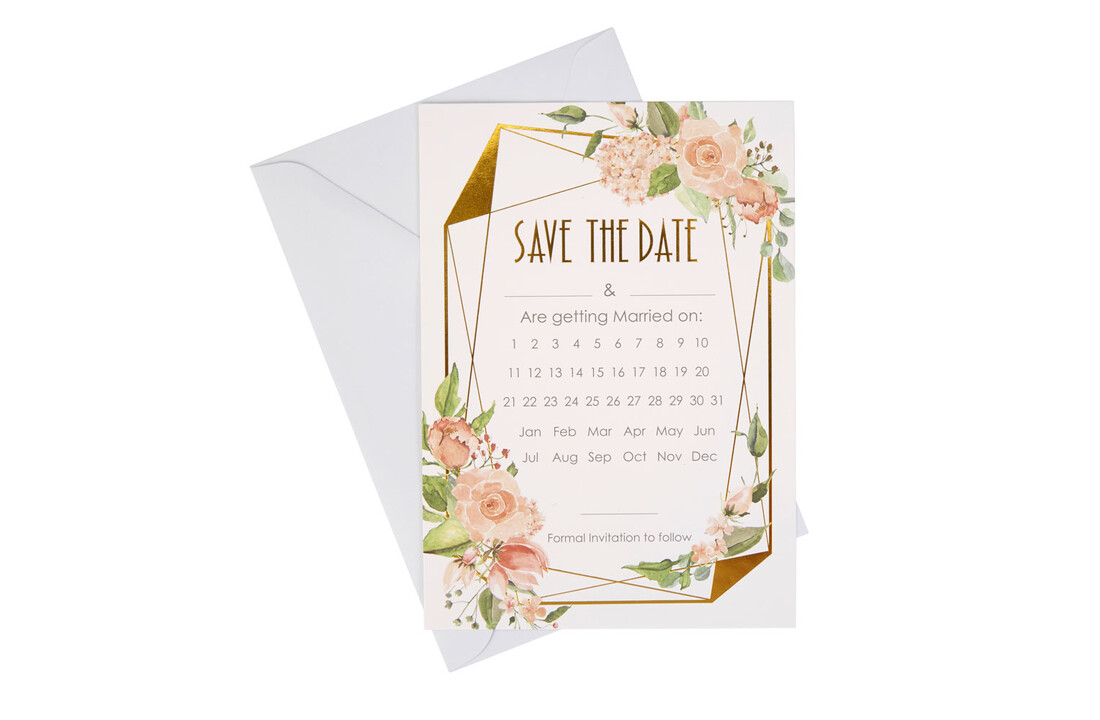 Save the date kaarten - Floral - 10 stuks
