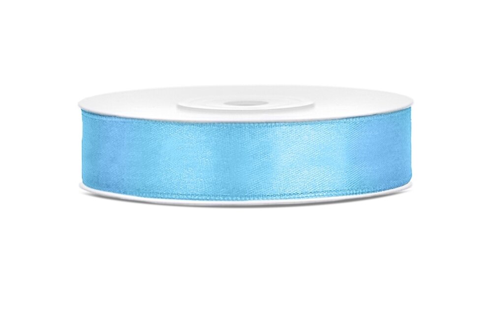 Satijnen lint lichtblauw 12mm breed- 25m lang
