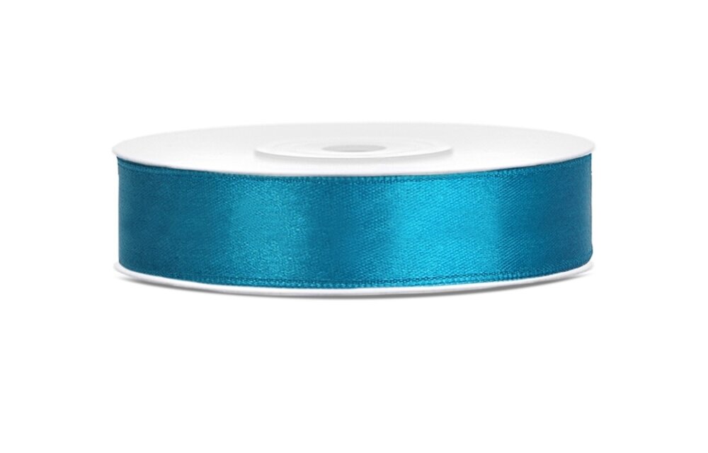 Satijnen lint turquoise 12mm breed- 25m lang