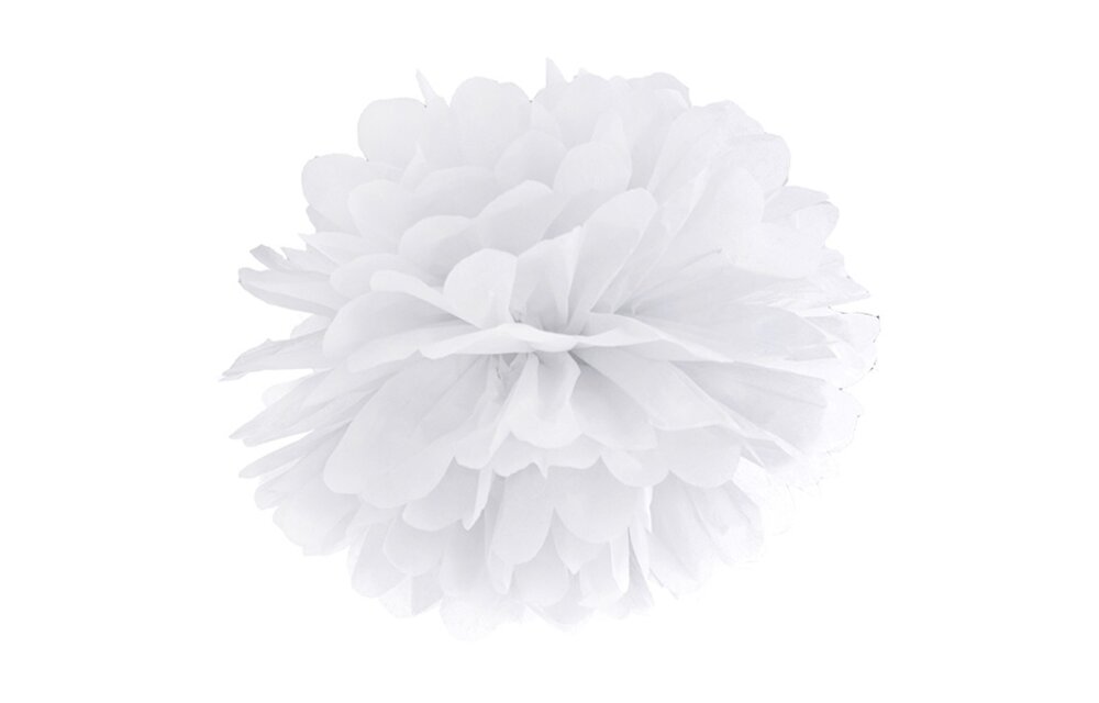 Pompom wit - 35 cm