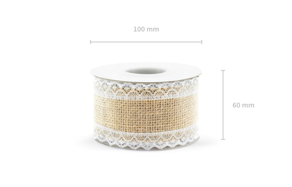 Kanten Jute lint met kant rand 5cm breed - 5 meter lang