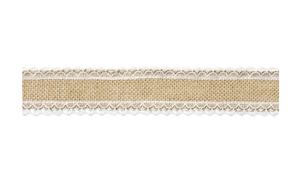 Kanten Jute lint met kant rand 5cm breed - 5 meter lang