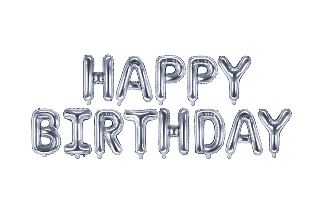 Happy Birthday folieballon - zilver