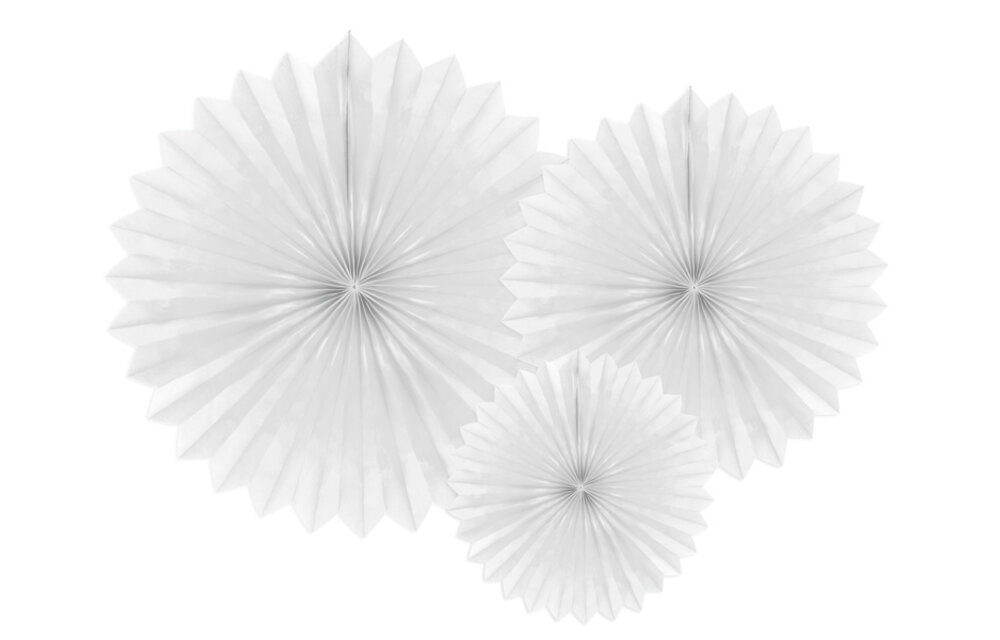 Papieren Waaiers wit Set 20-30cm 3 delig