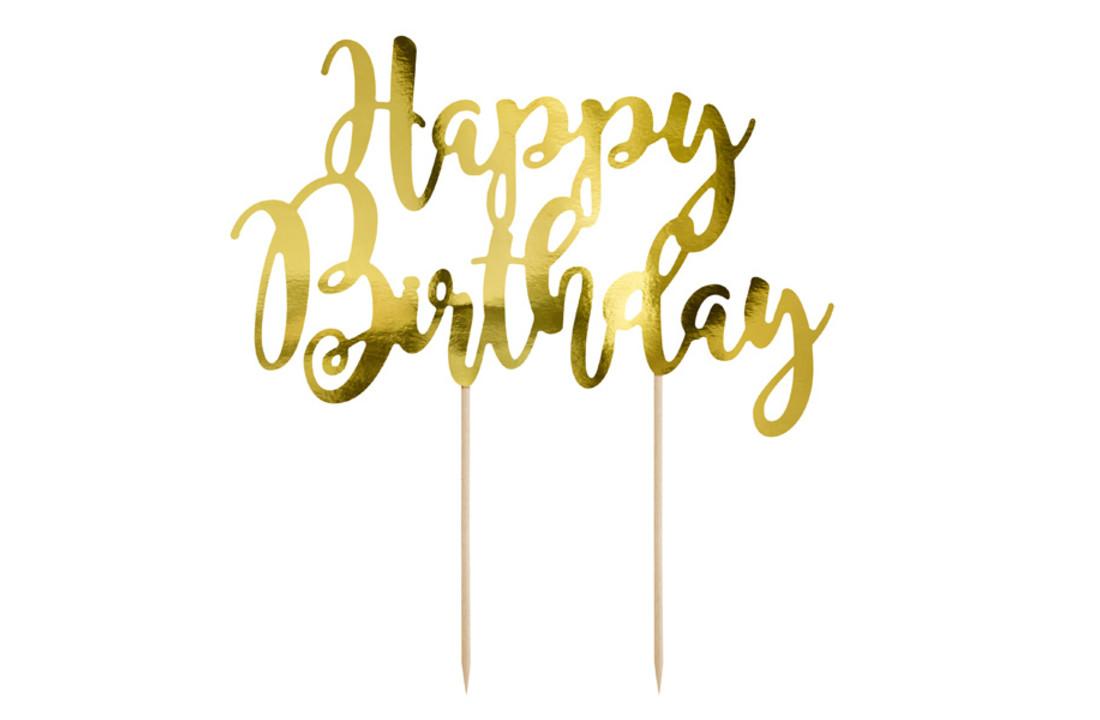 Taarttopper Happy Birthday - Goud