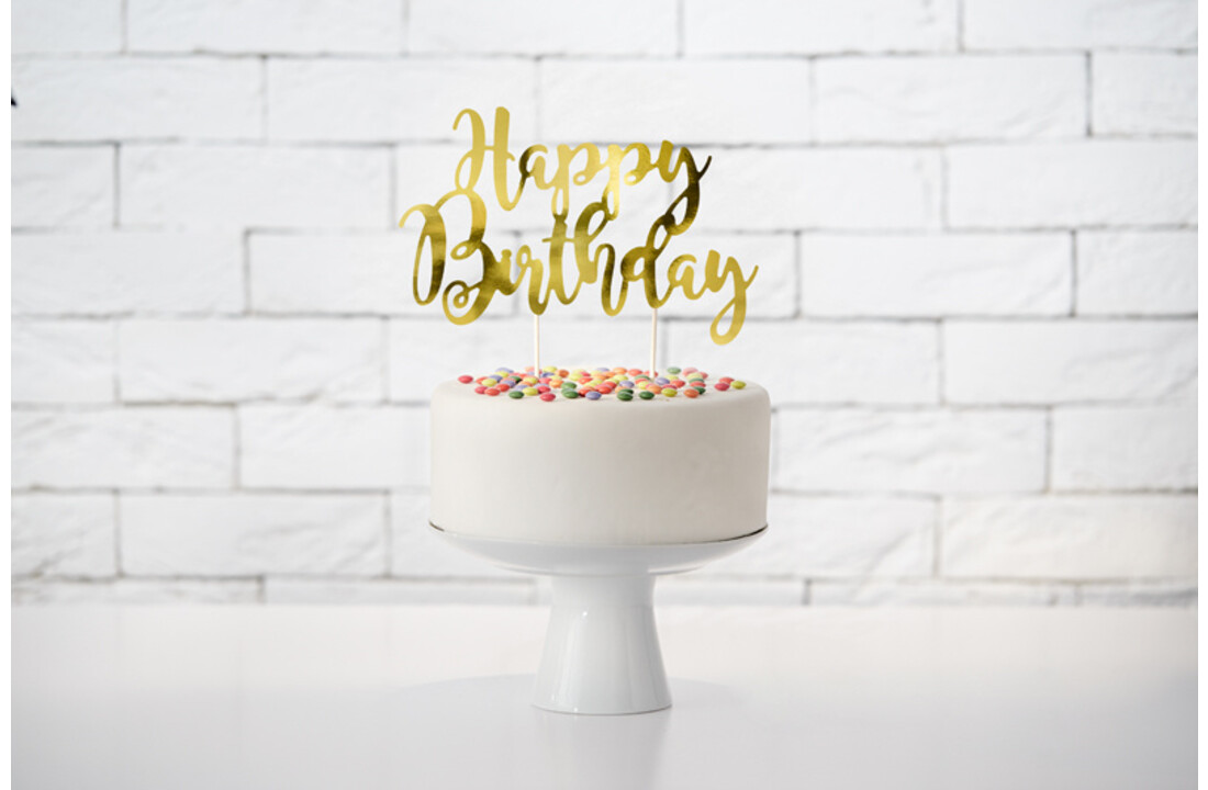 Taarttopper Happy Birthday - Goud