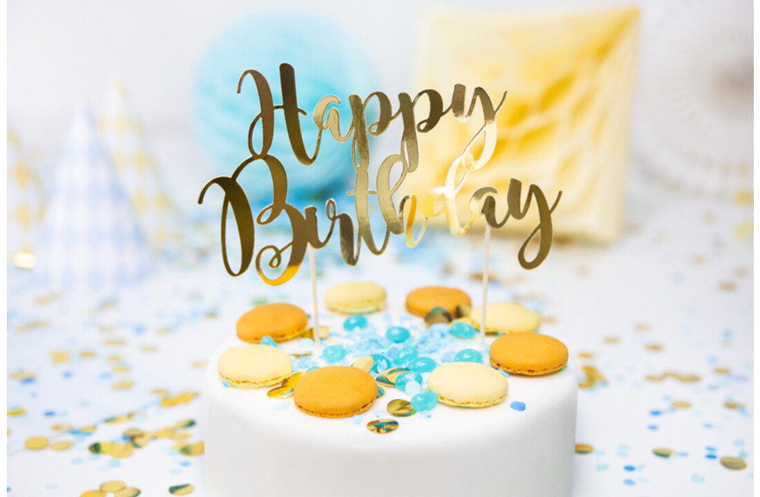 Taarttopper Happy Birthday - Goud