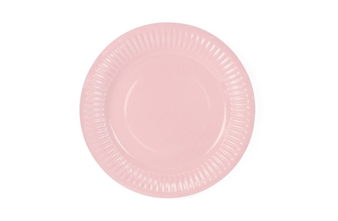 Papieren bordjes licht poeder roze - 6 stuks