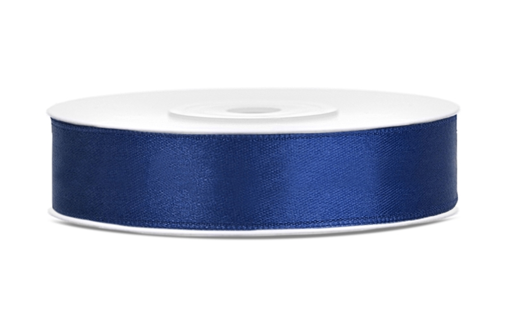 Satijnen lint navy blauw 12mm breed- 25m lang