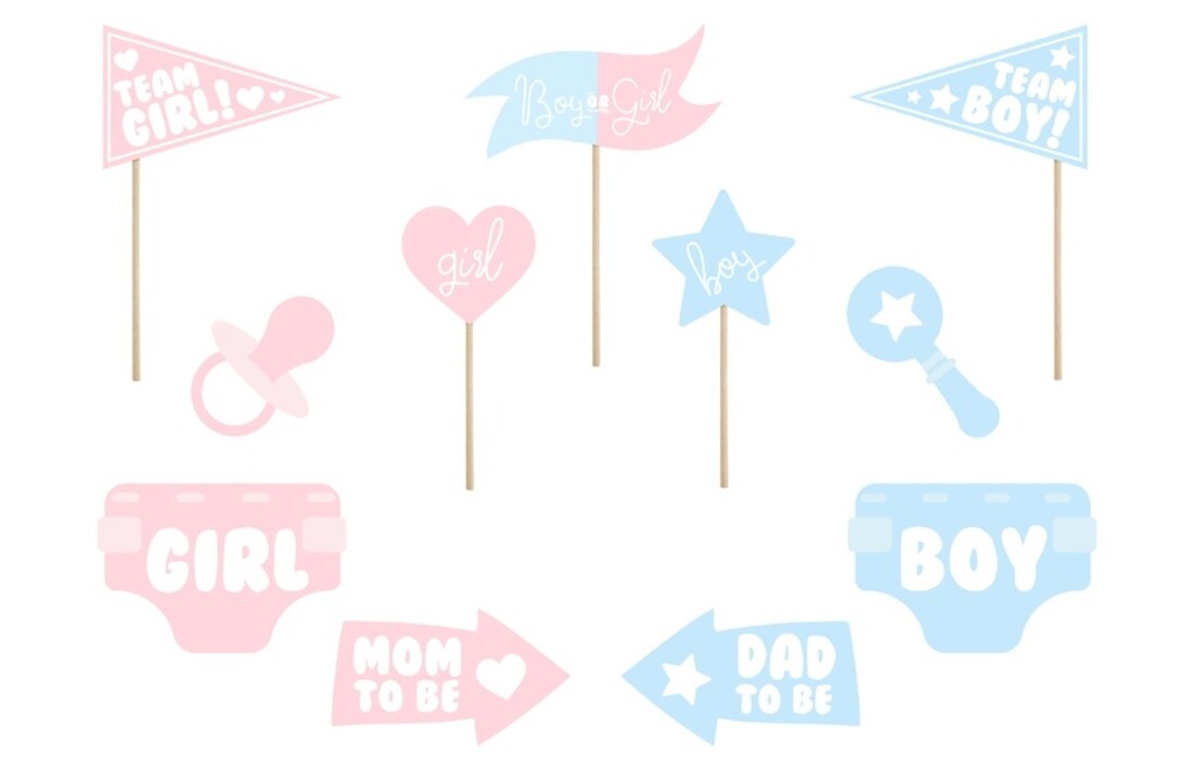 Gender Reveal / Babyshower Party Props | 11 stuks