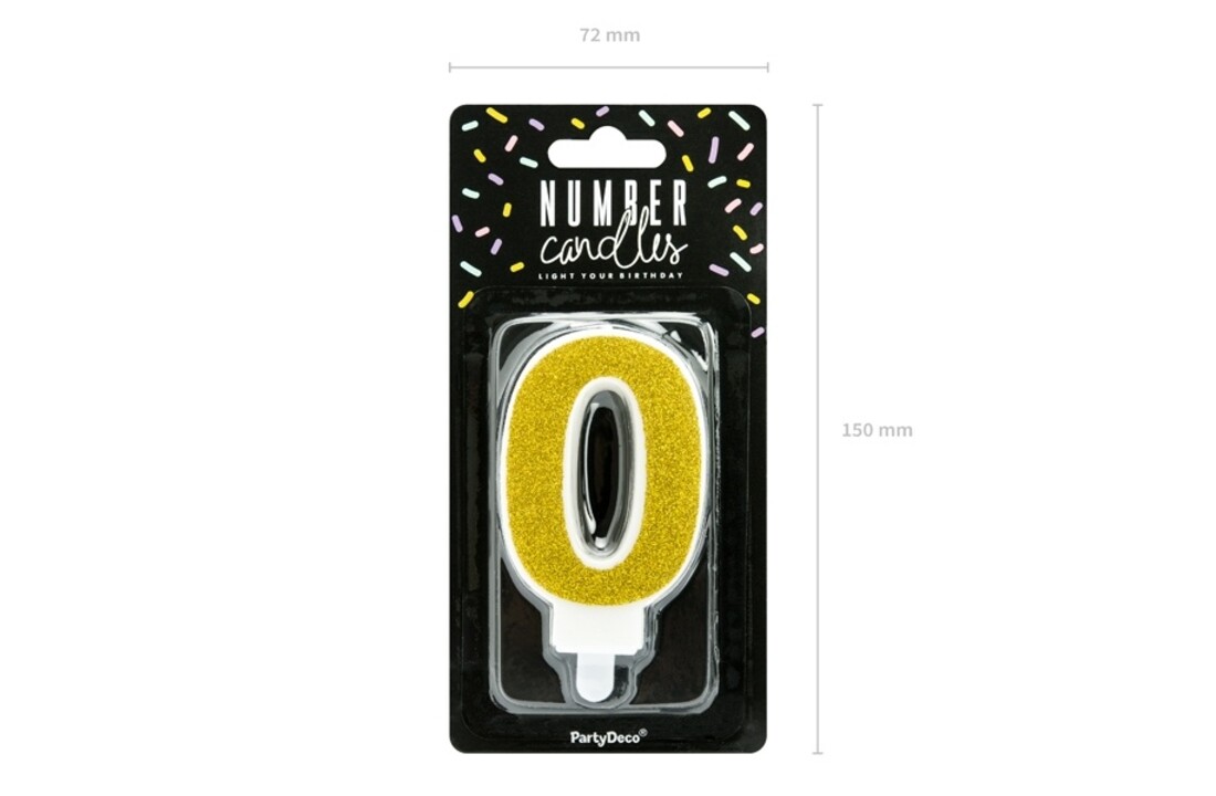 Verjaardagskaars cijfer 0 | Gouden glitters