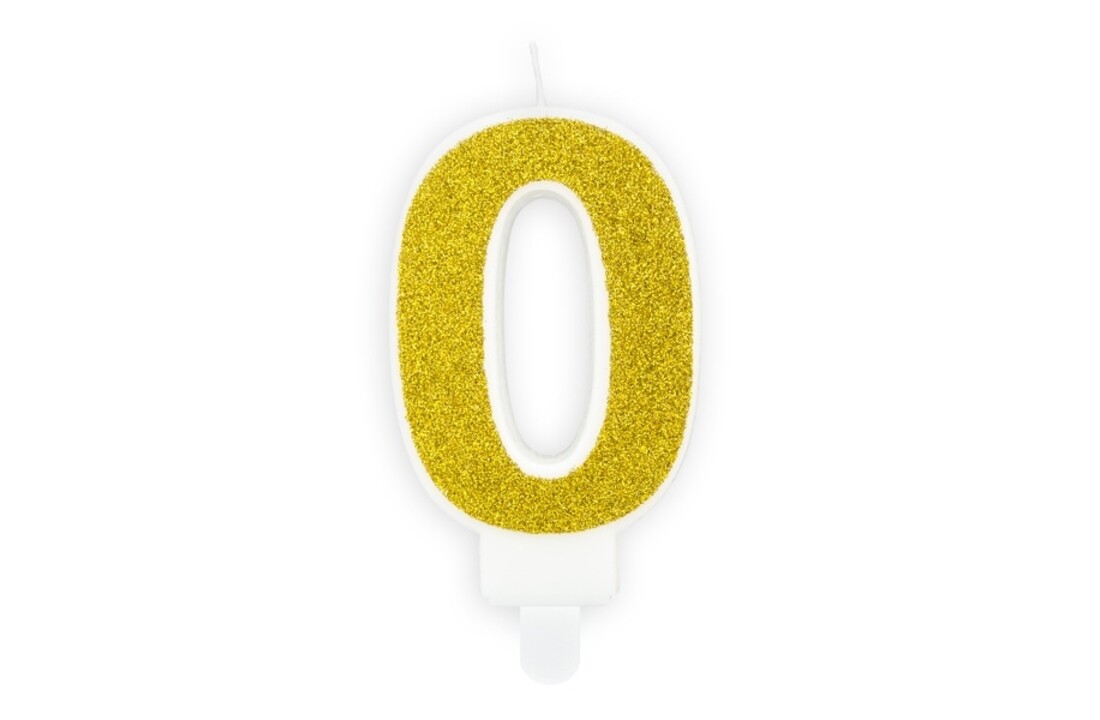 Verjaardagskaars cijfer 0 | Gouden glitters